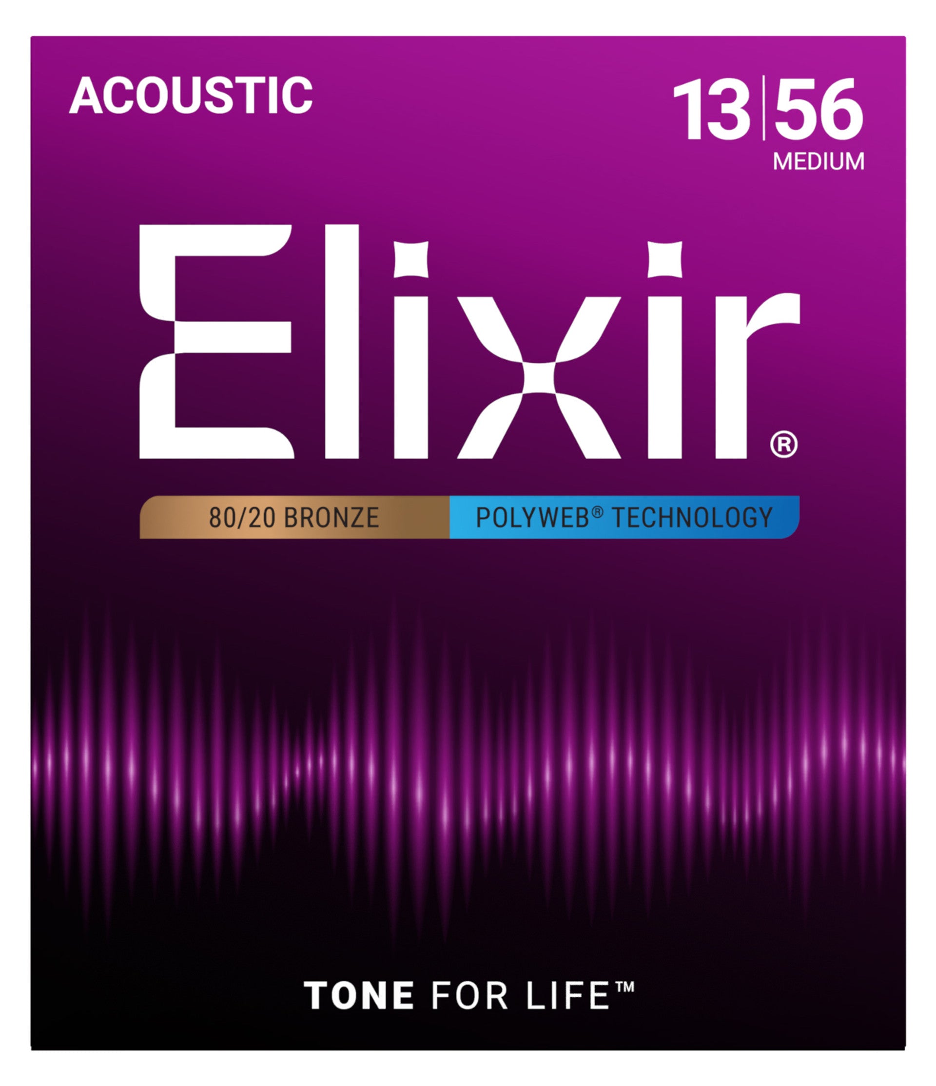 Elixir® 80/20 Bronze Acoustic Guitar Strings With Polyweb - 13-56