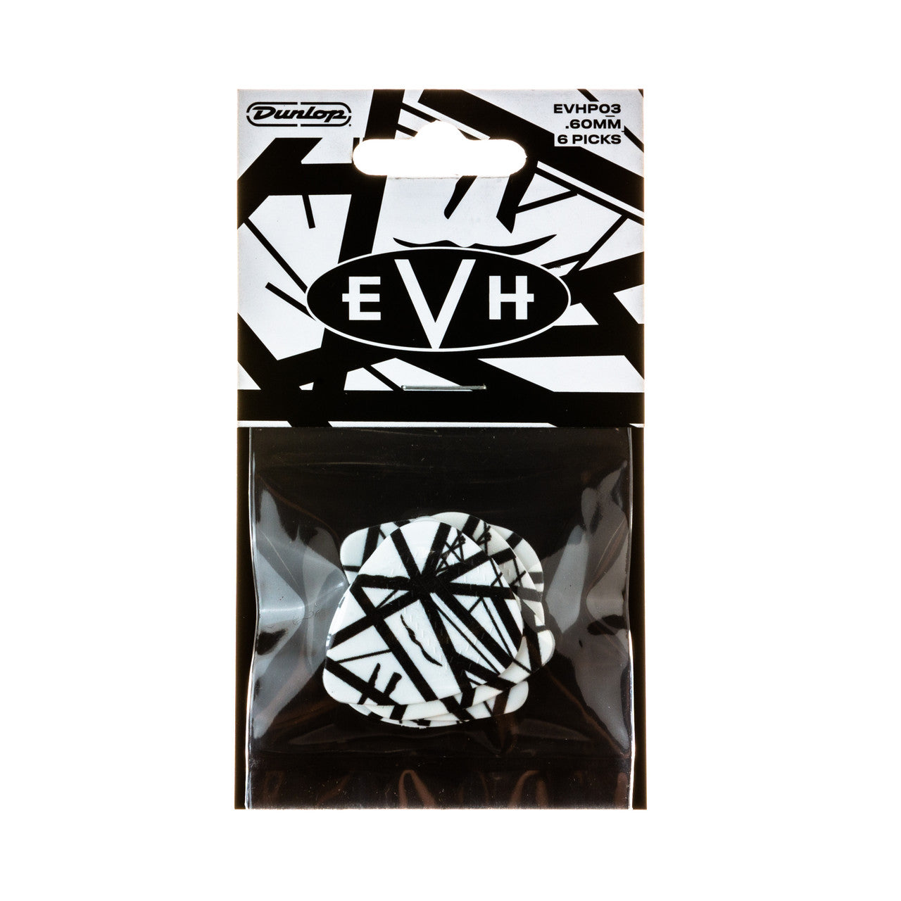 Dunlop EVH® White With Black Stripes Picks .60mm - 6 Pack