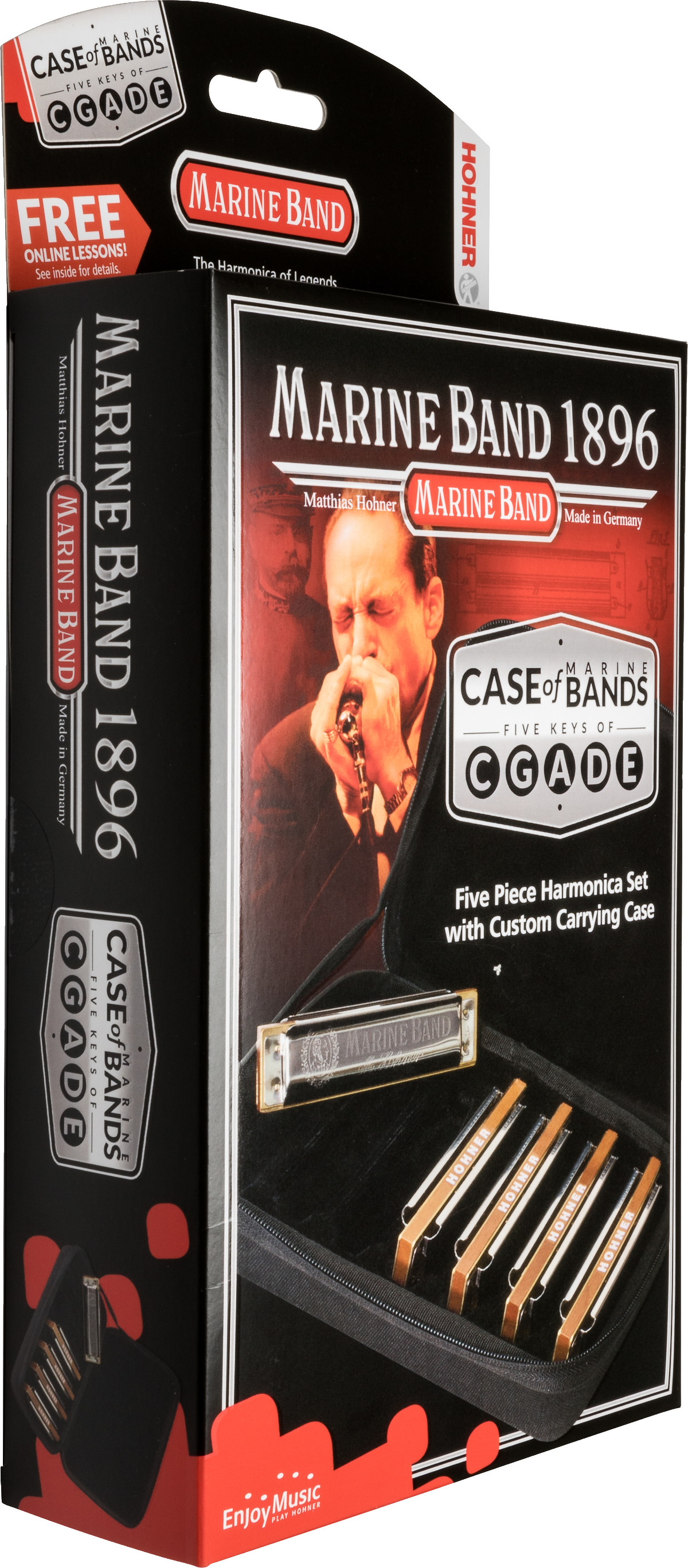 Hohner Marine Band 5 Harmonica Set, Keys Of G, A, C, D, & E