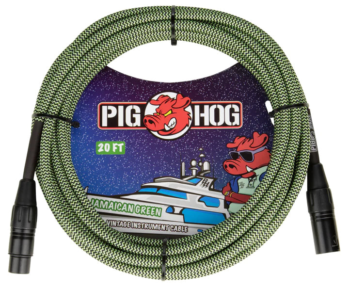 Pig Hog "Jamaican Green" Woven Mic Cable-20FT