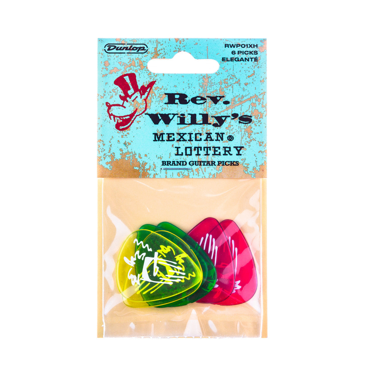 Dunlop Rev. Willy's Mexican Lottery Brand Extra Heavy Guitar Picks - 6 Picks
