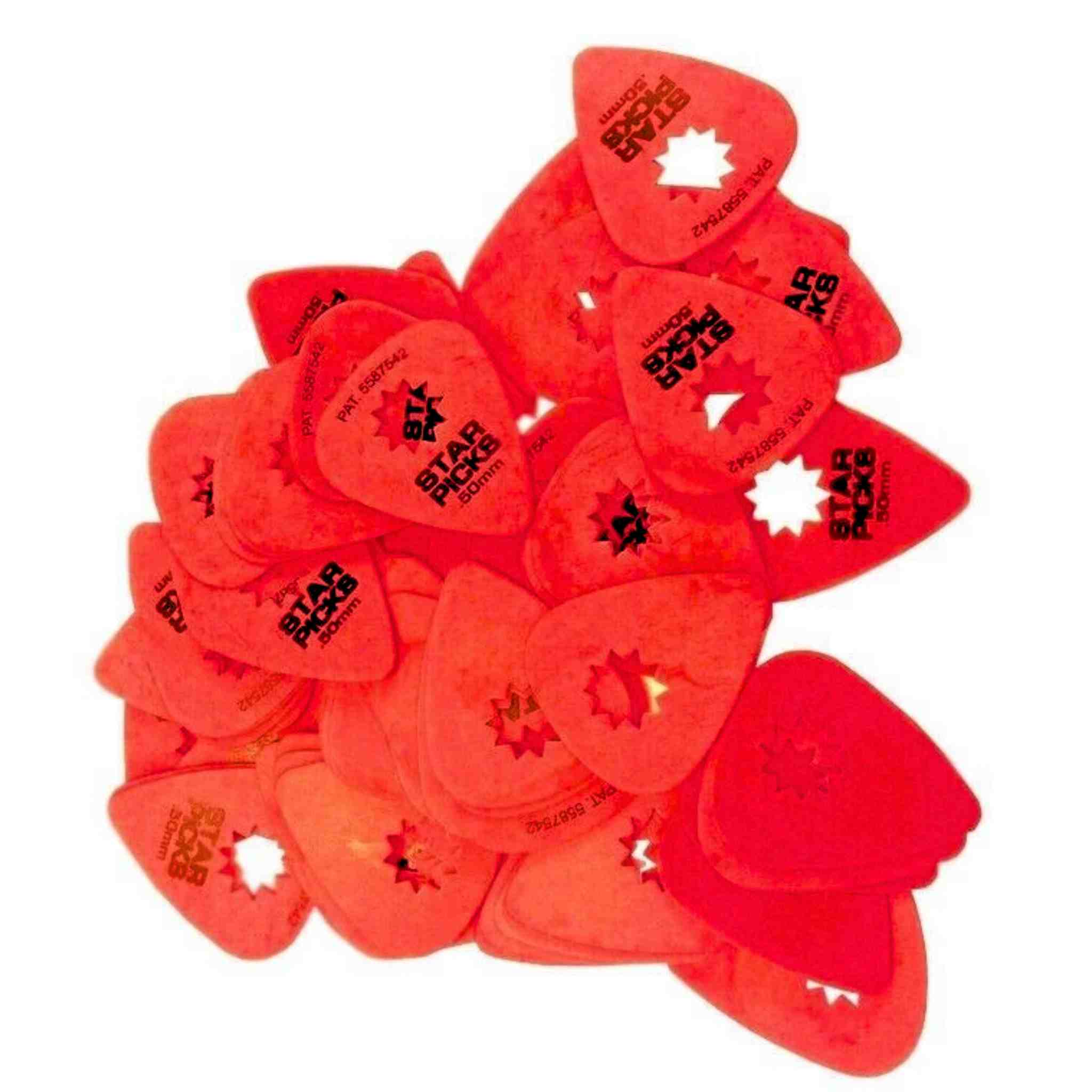 Cleartone Everly Star Picks-.50mm Gauge-Red-72 pack