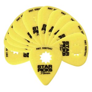 Cleartone Everly Star Picks-.73mm Gauge-Yellow-12 pack