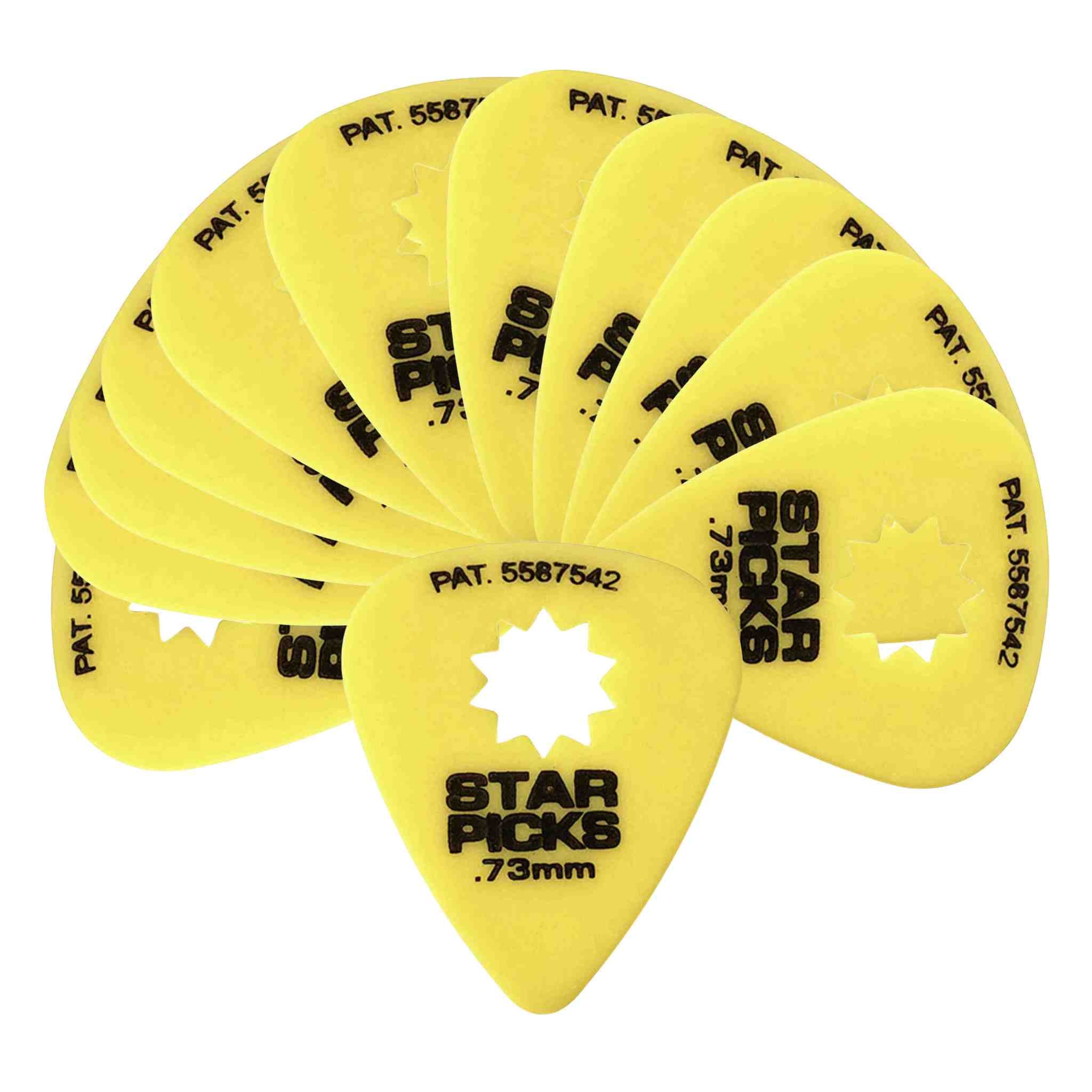 Cleartone Everly Star Picks-.73mm Gauge-Yellow-12 pack