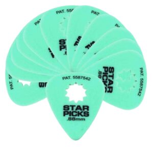 Cleartone Everly Star Picks-.88mm Gauge-Green-12 pack