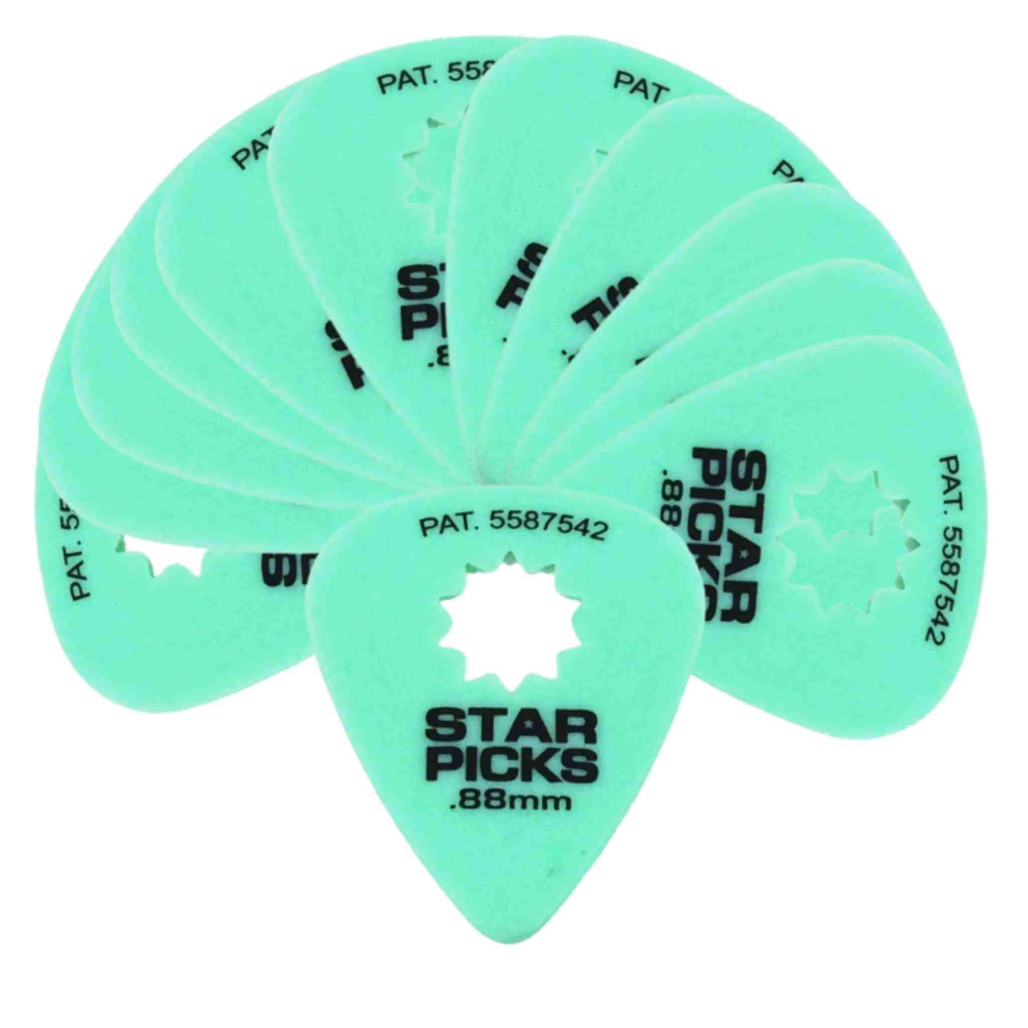 Cleartone Everly Star Picks-.88mm Gauge-Green-12 pack
