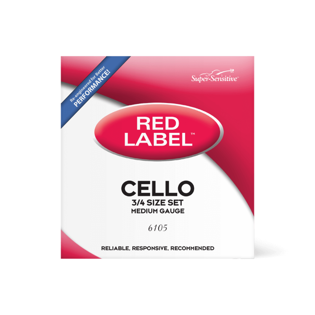 Super Sensitive Red Label Cello String Set-3/4 Size Medium