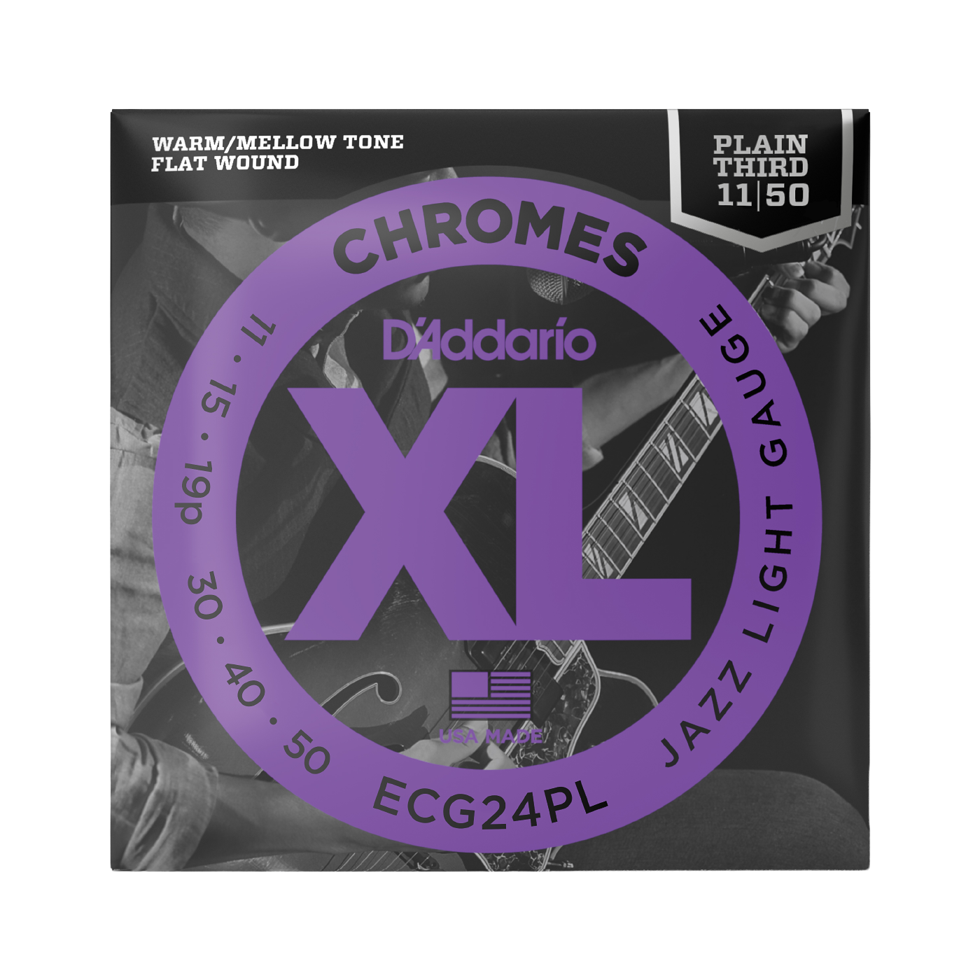 D'Addario ECG24 XL Chromes Flatwound Electric Guitar Strings - (11-50) Light