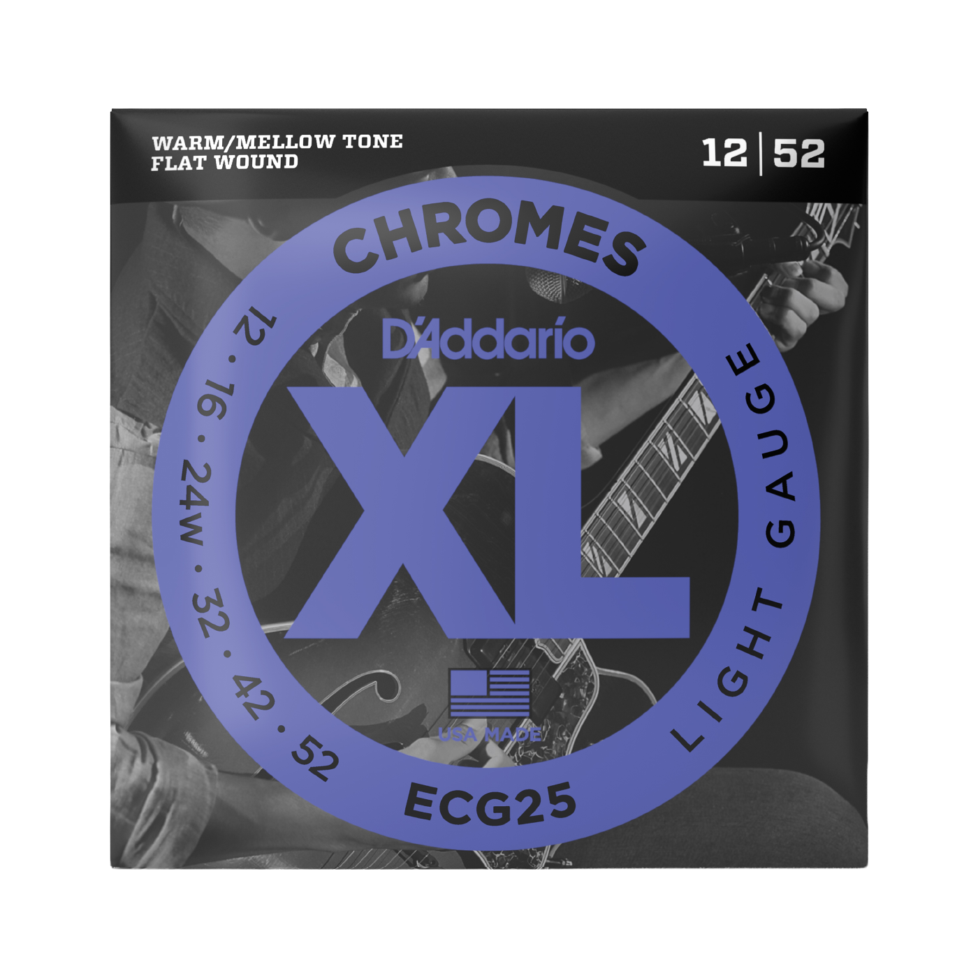 D'Addario ECG25 XL Chromes Flatwound Electric Guitar Strings - (12-52) Light