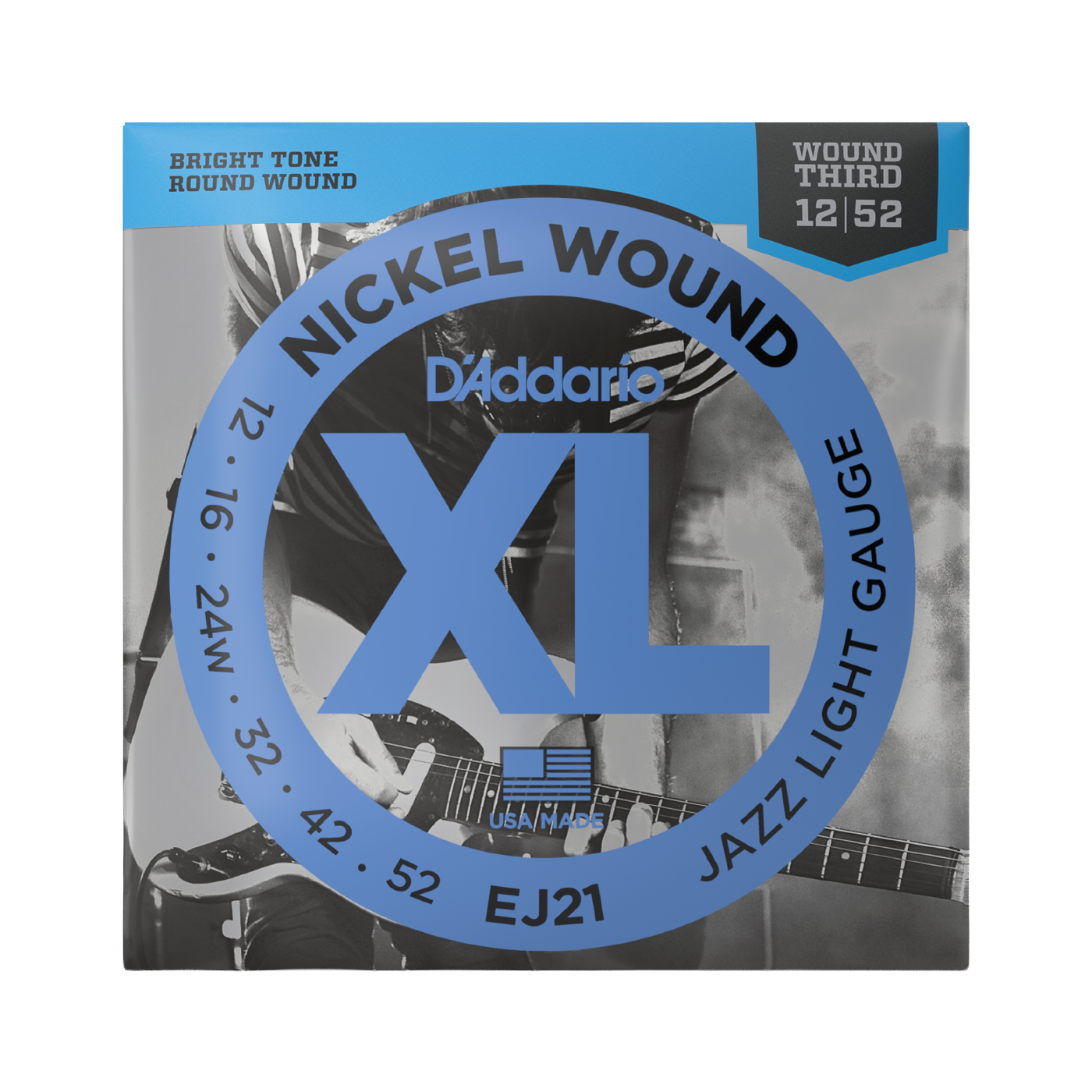 D'Addario EJ21 XL Nickel Wound Guitar Strings - Jazz Light (12-52)