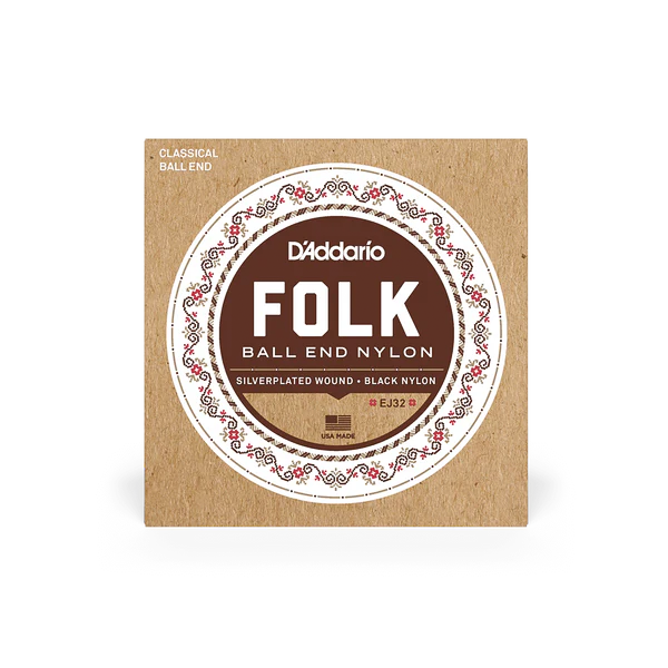 D'Addario EJ32 Folk Nylon Classics Guitar Strings - Ball End - Normal Tension