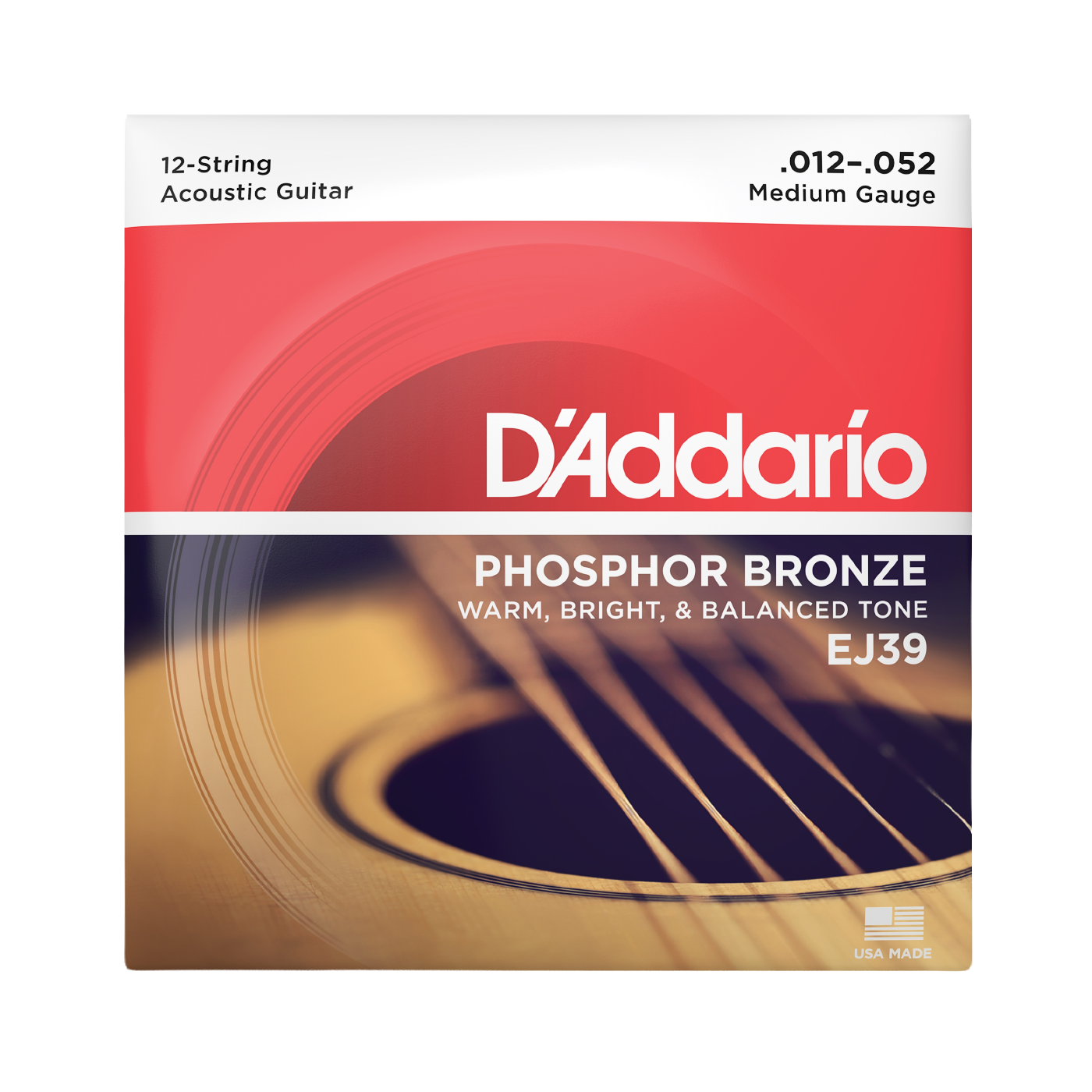 D'Addario EJ39 Phosphor Bronze 12-String Acoustic Guitar Strings - Medium (12-52)