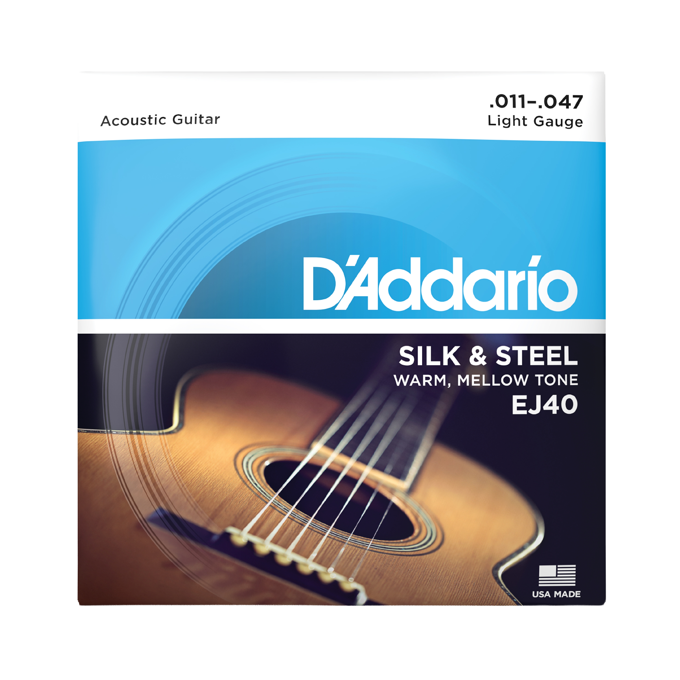 D'Addario EJ40 Silk & Steel Acoustic Guitar Strings - Light (11-47)