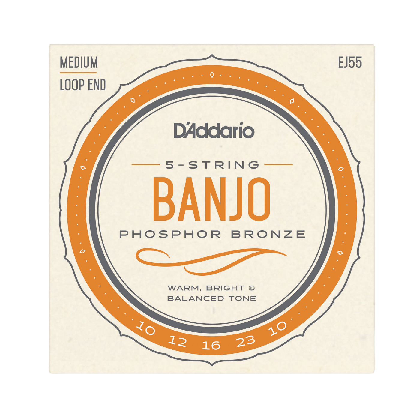 D'Addario EJ55 Phosphor Bronze 5-String Banjo Strings - Medium (10-23)