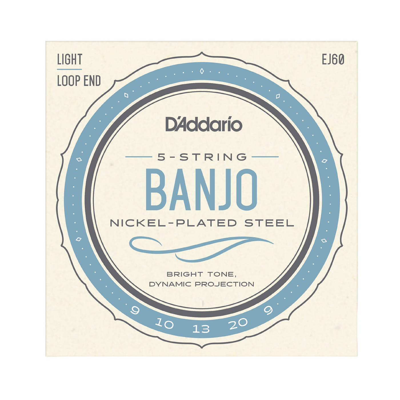 D'Addario EJ60 Nickel Wound 5-String Banjo Strings - Light (9-20)