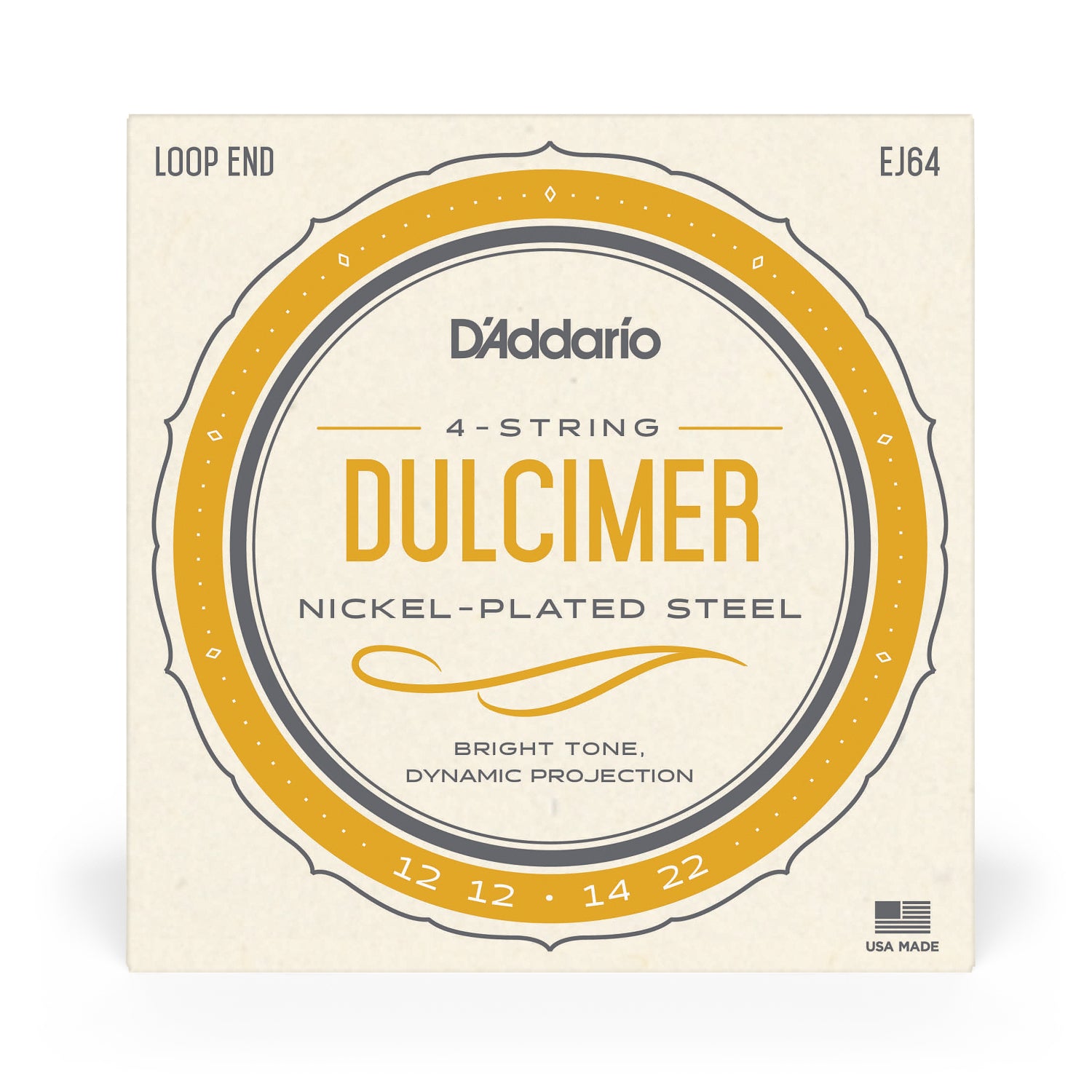 D'Addario EJ64 Nickel Plated Dulcimer Strings | 4-String Loop End