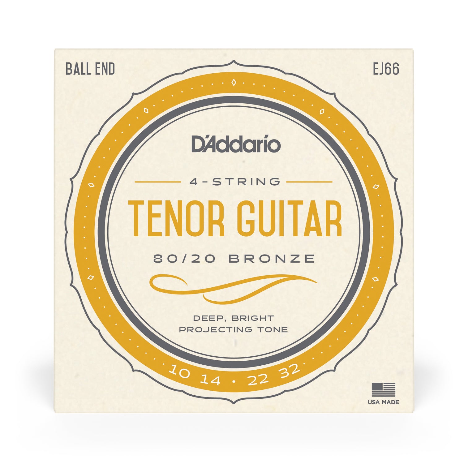 D'Addario EJ66 80/20 Bronze 4-String Tenor Guitar String Set | Ball-End (10-32)