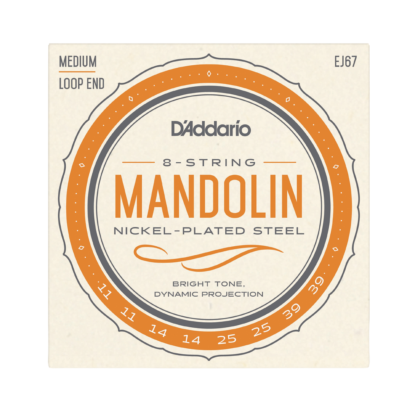 D'Addario EJ67 Nickel-Plated Steel Mandolin Strings - Medium (11-39)