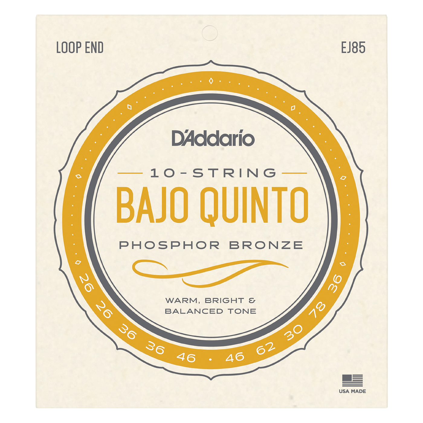 D'Addario EJ85 Phosphor Bronze Bajo Quinto Strings - 10-string - (26-78)