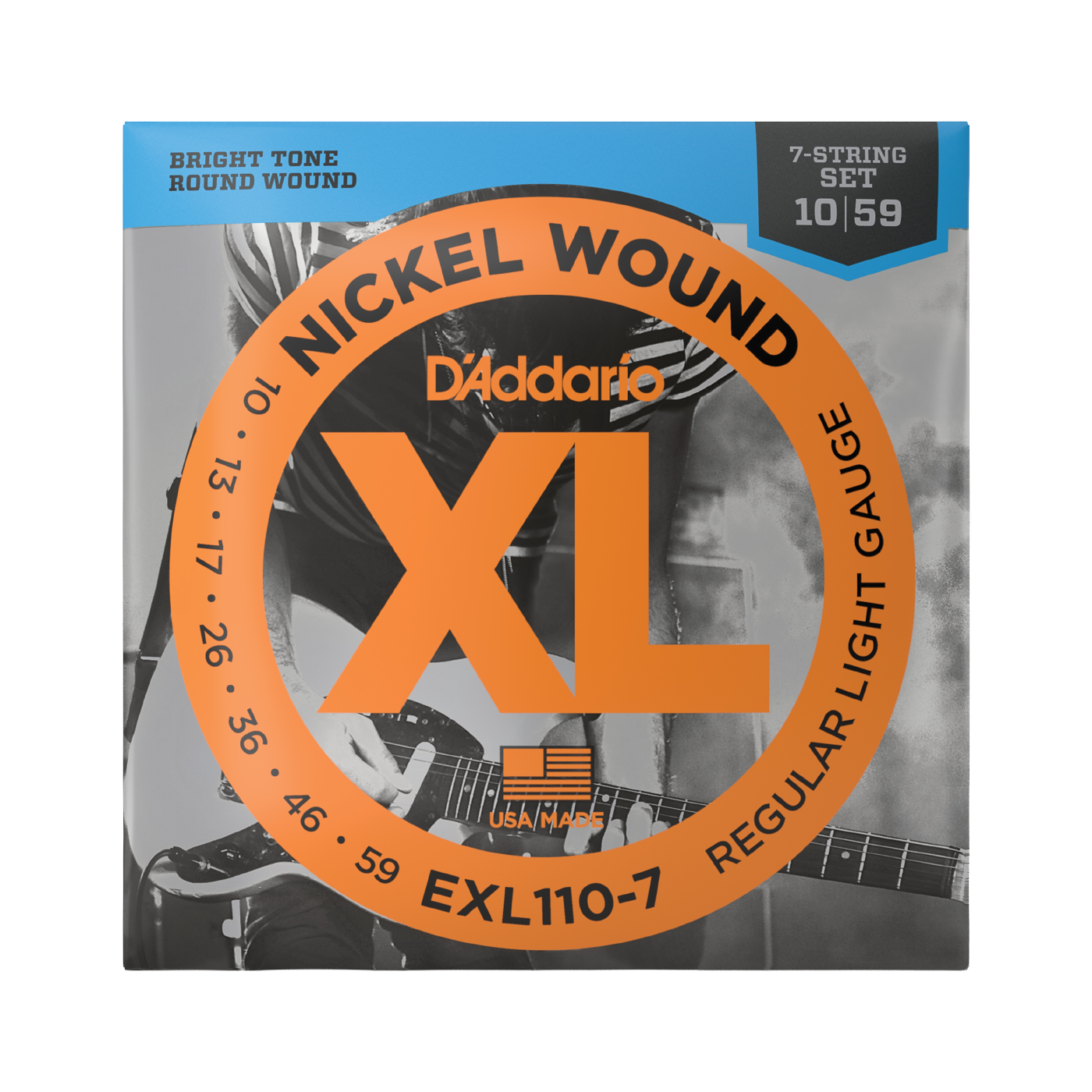 D'Addario EXL110-7 Nickel Wound 7-String Electric Guitar Strings - Regular Light (10-59)