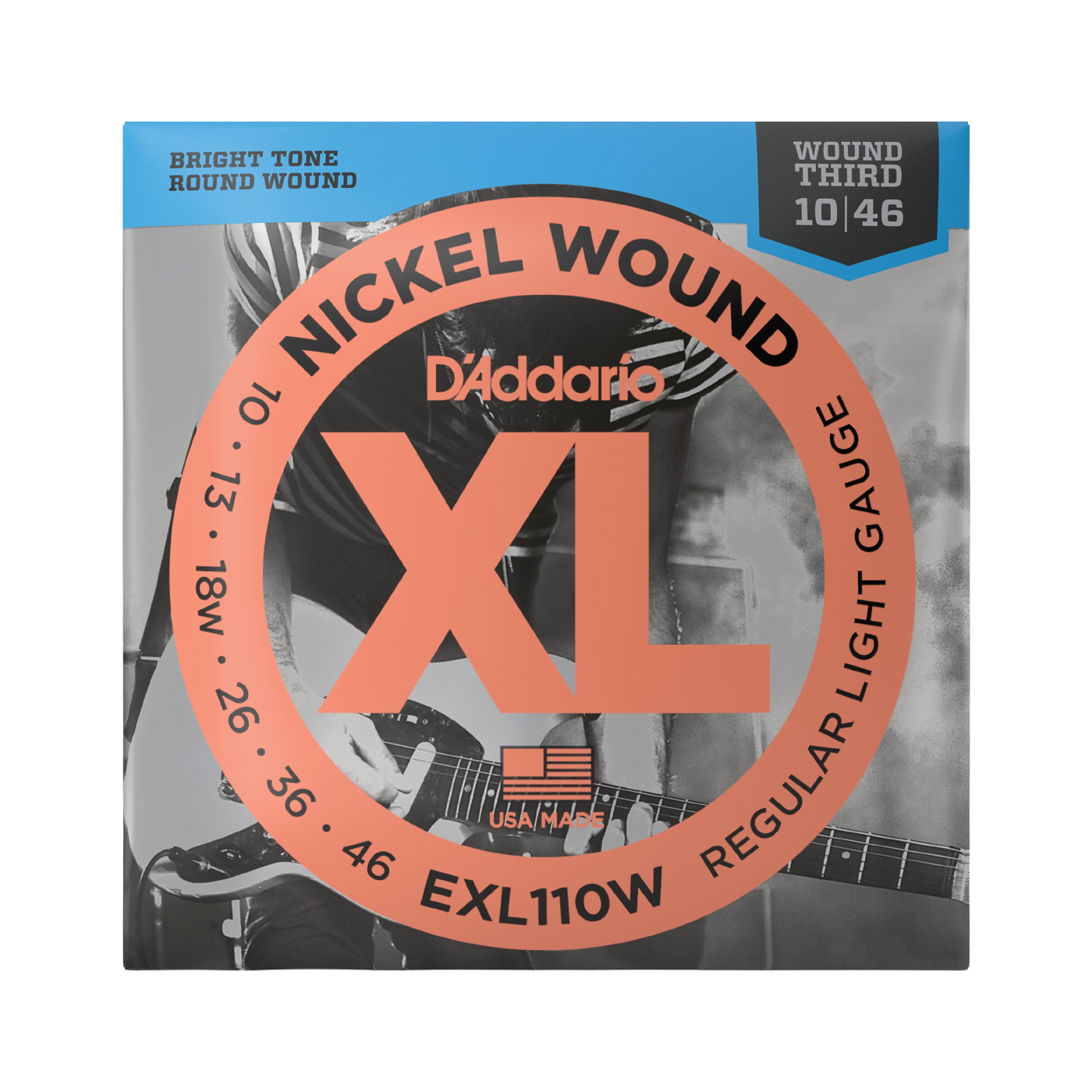 D'Addario EXL110W Nickel Wound Electric Guitar Strings - Regular Light Wound 3rd (10-46)