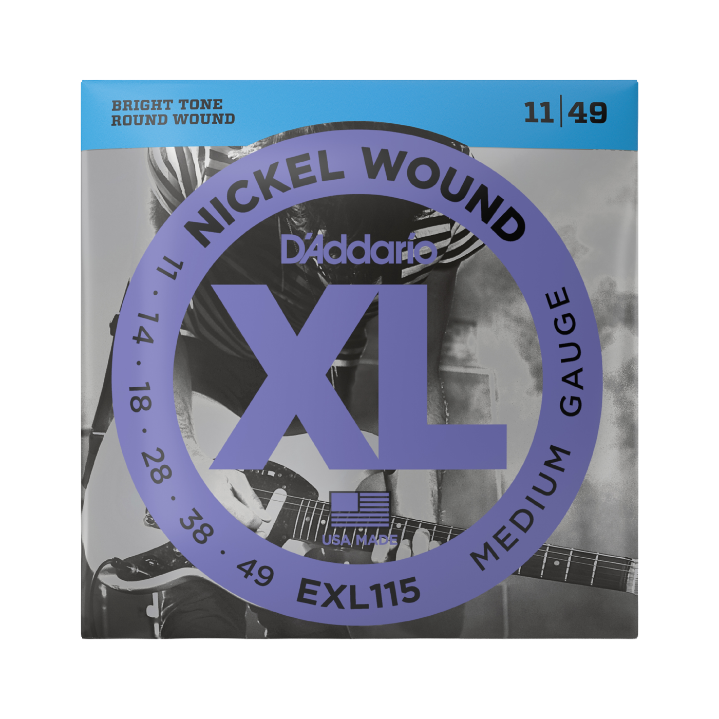 D'Addario EXL115 Nickel Wound Electric Guitar Strings - Medium Top/Heavy Bottom (11-49)