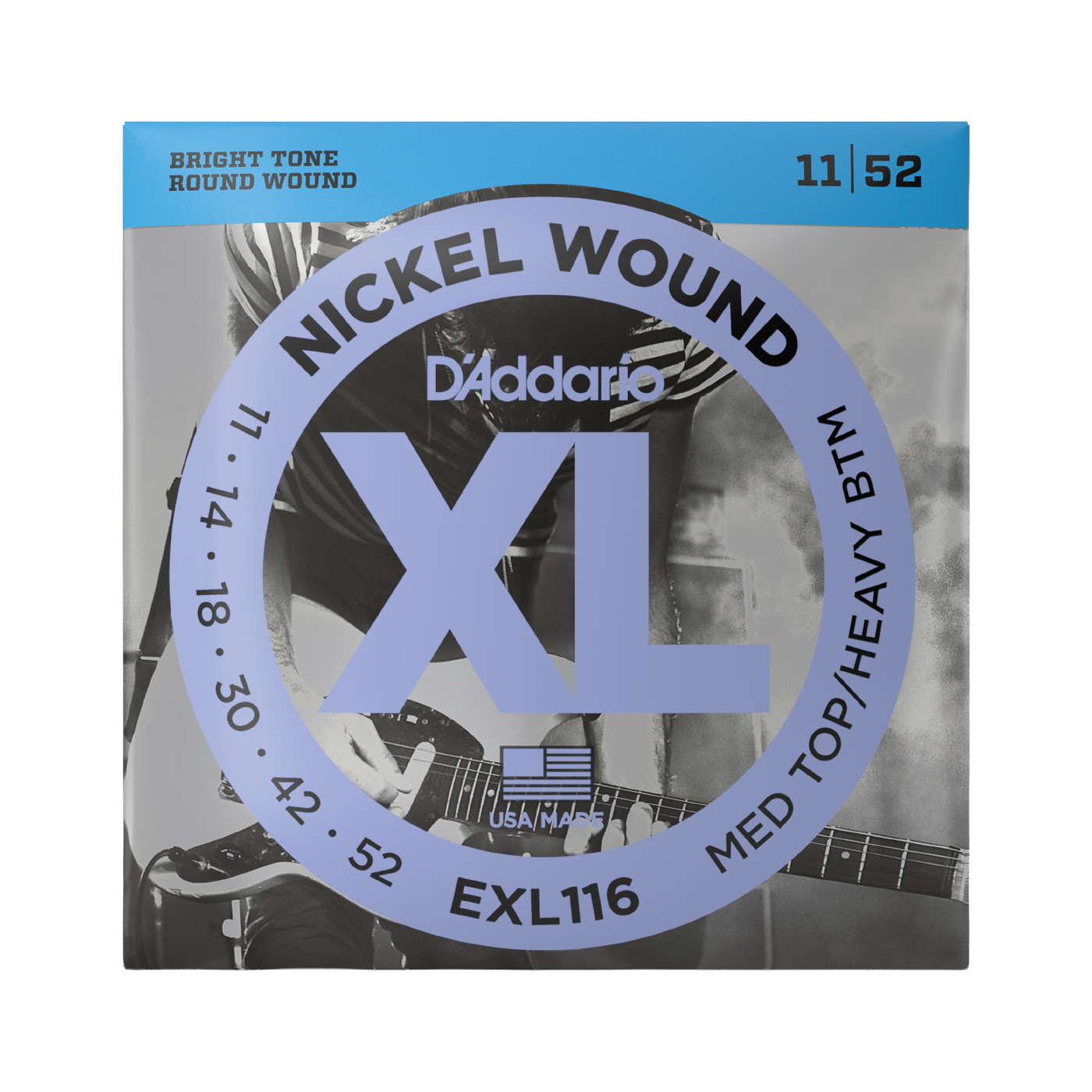 D'Addario EXL116 Nickel Wound Electric Guitar Strings - Medium Top/Heavy Bottom - (11-52)