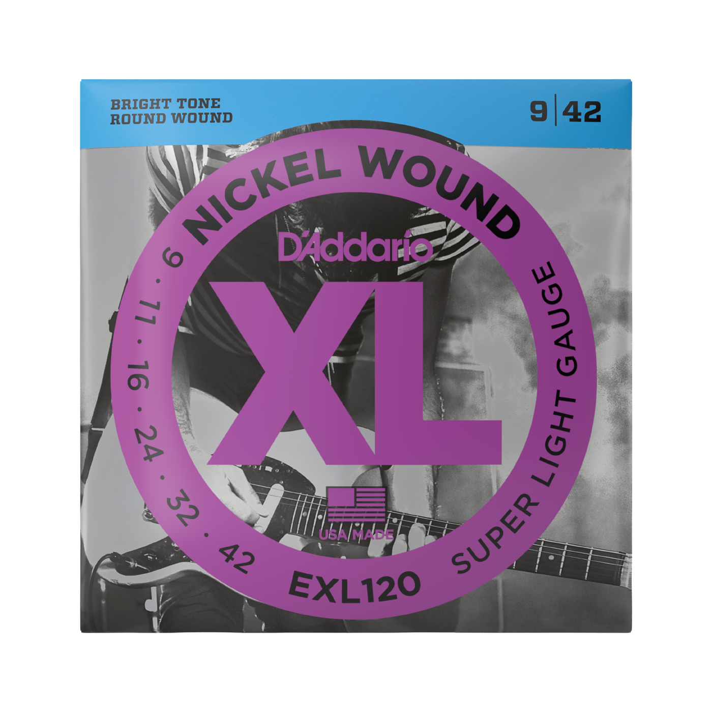 D'Addario EXL120 Nickel Wound Electric Guitar Strings - Super Light (9-42)