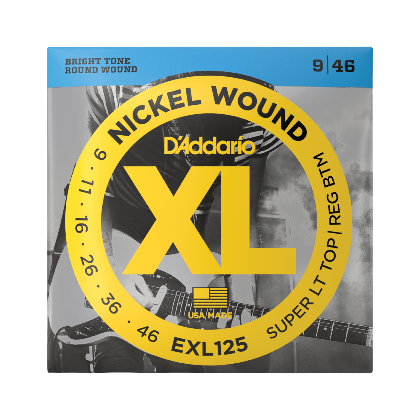 D'Addario EXL125 Nickel Wound Electric Guitar Strings - Super Light Top/Regular Bottom (9-46)