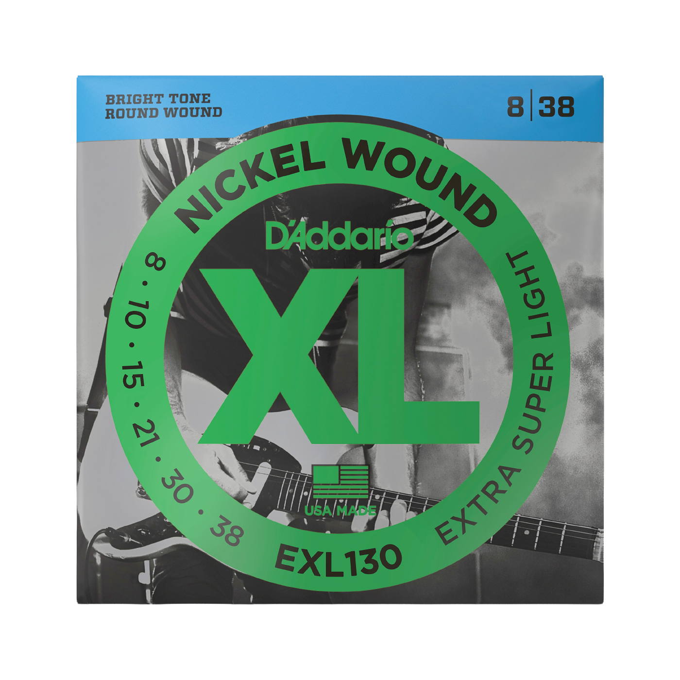 D'Addario EXL130 Nickel Wound Electric Guitar Strings - Extra Super Light (8-38)