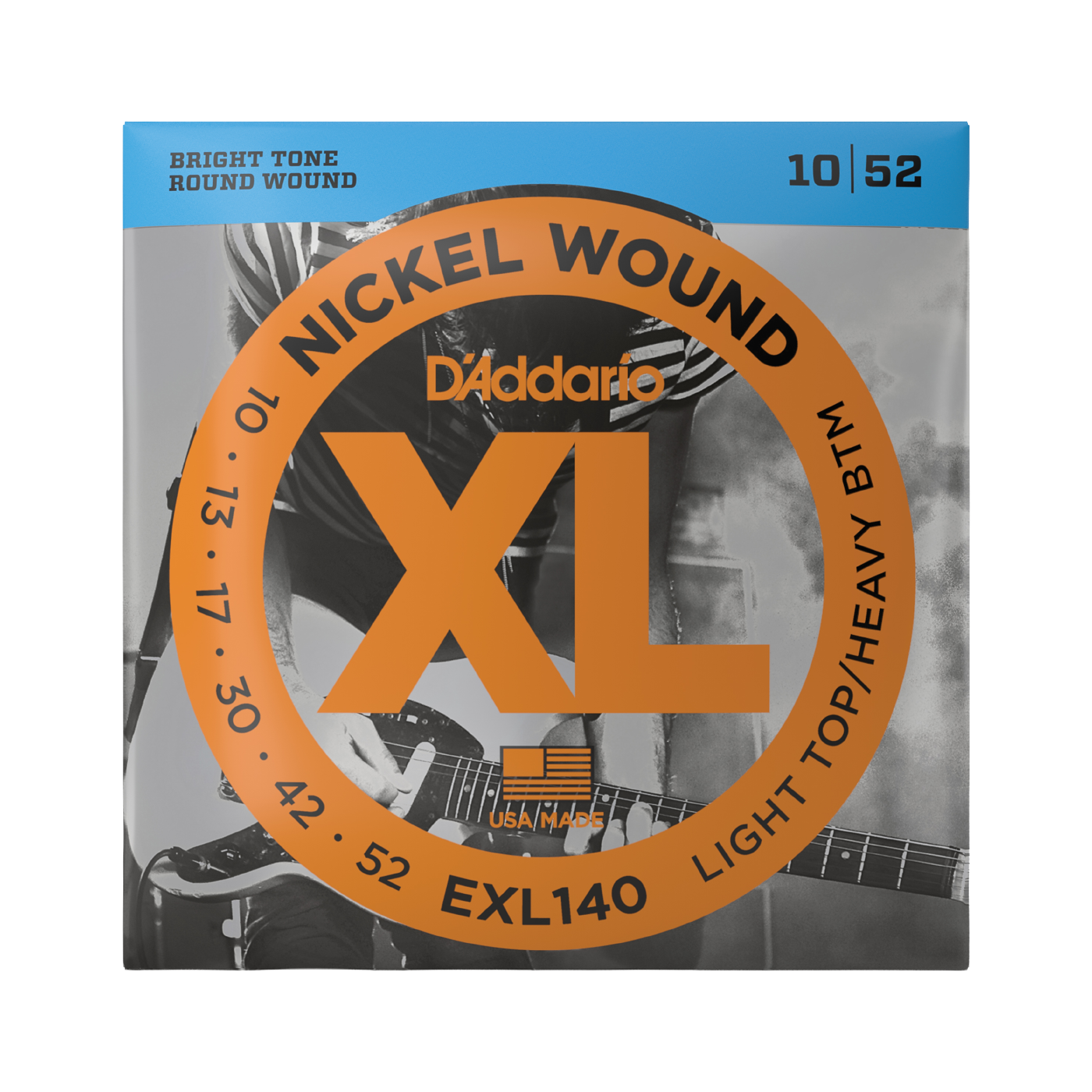 D'Addario EXL140 Nickel Wound Electric Guitar Strings - Light Top/Heavy Bottom (10-52)