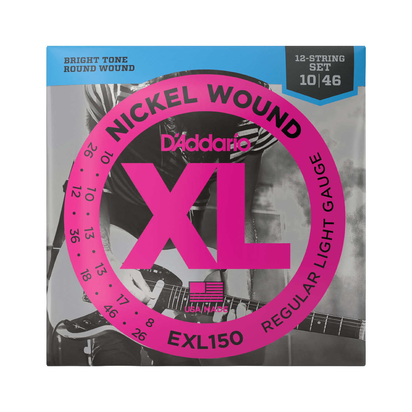 D'Addario EXL150 Nickel Wound 12-String Electric Guitar Strings - Regular Light (10-46)