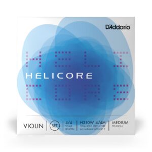 D'Addario H310W 4/4M Helicore Violin String Set - 4/4 Size Medium Tension With Wound E
