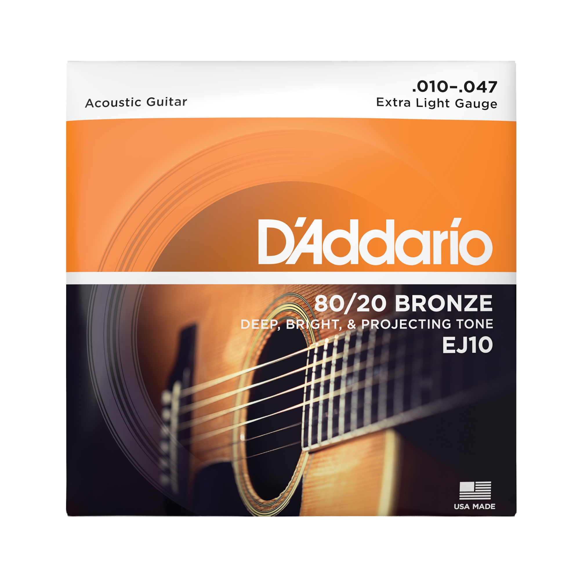 D'Addario EJ10 80/20 Bronze Acoustic Guitar Strings - Extra Light (10-47)