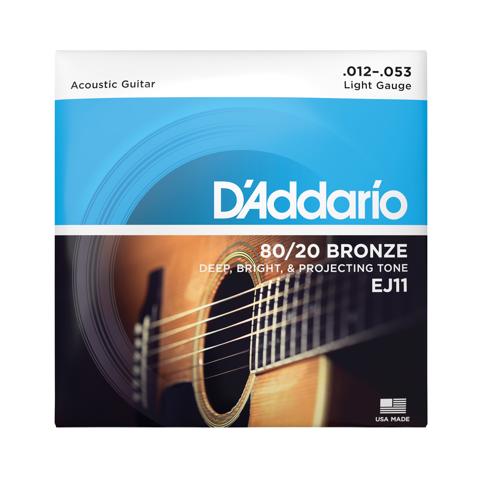 D'Addario EJ11 80/20 Bronze Acoustic Guitar Strings - Light (12-53)