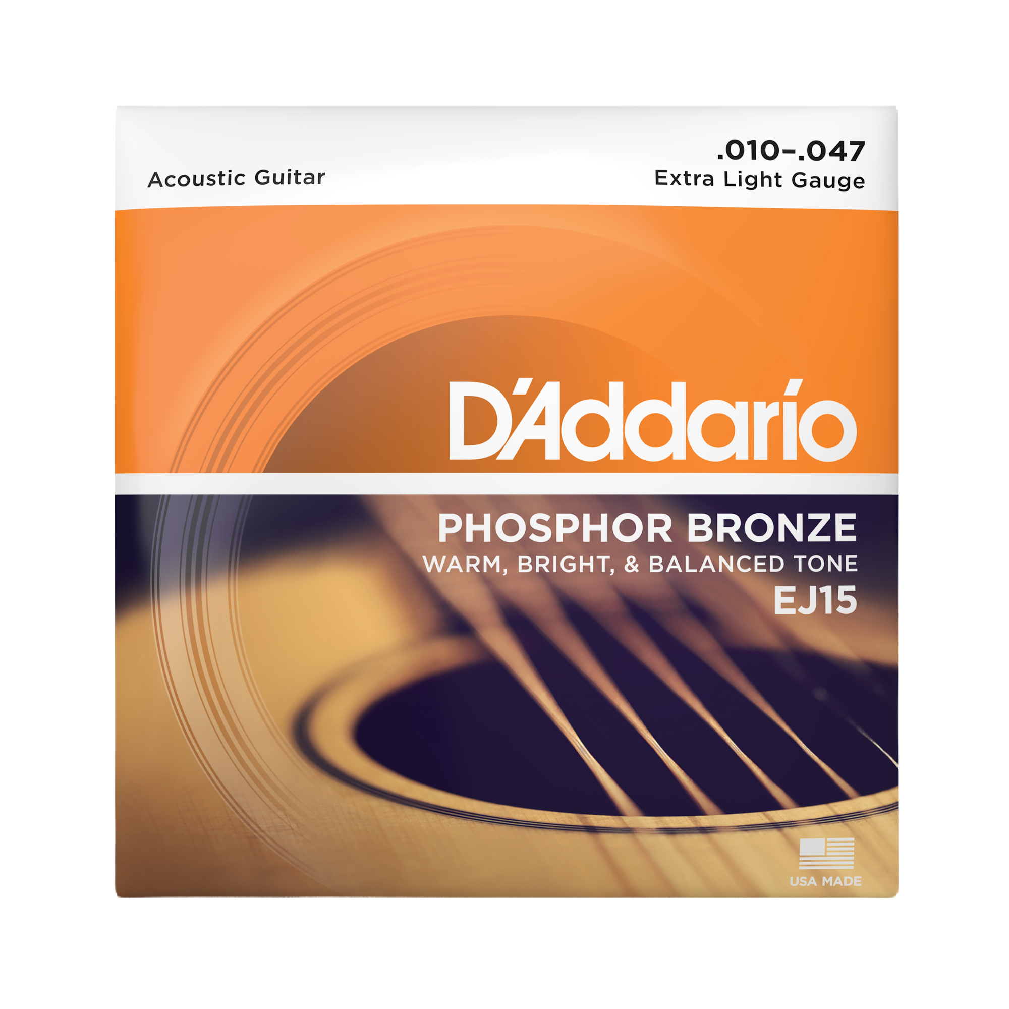 D'Addario EJ15 Phosphor Bronze Acoustic Guitar Strings - Extra Light (10-47)