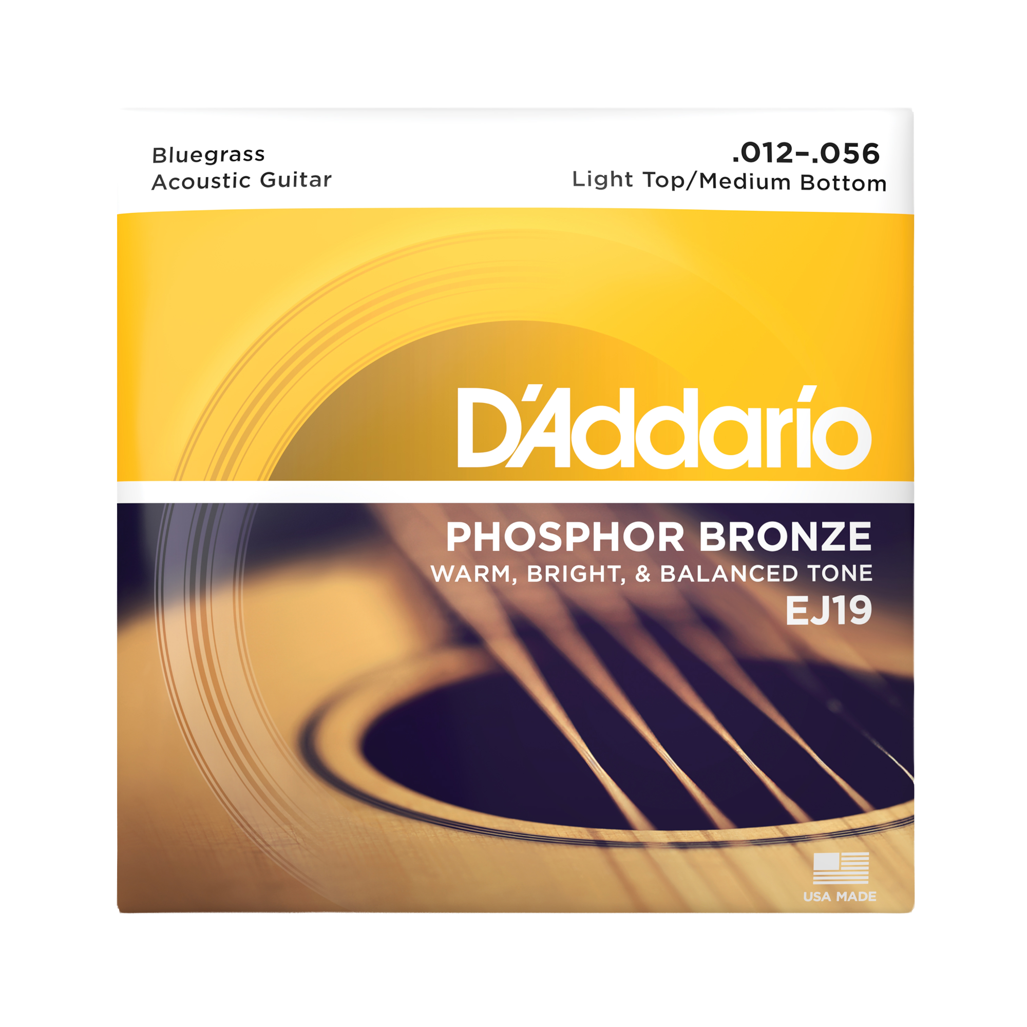 D'Addario EJ19 Phosphor Bronze Acoustic Guitar Strings - Light Top/Medium Bottom (12-56)