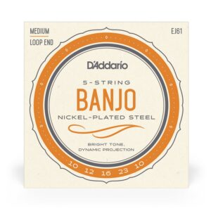 D'Addario EJ61 5-String Nickel Wound Banjo Strings - Medium (10-23)