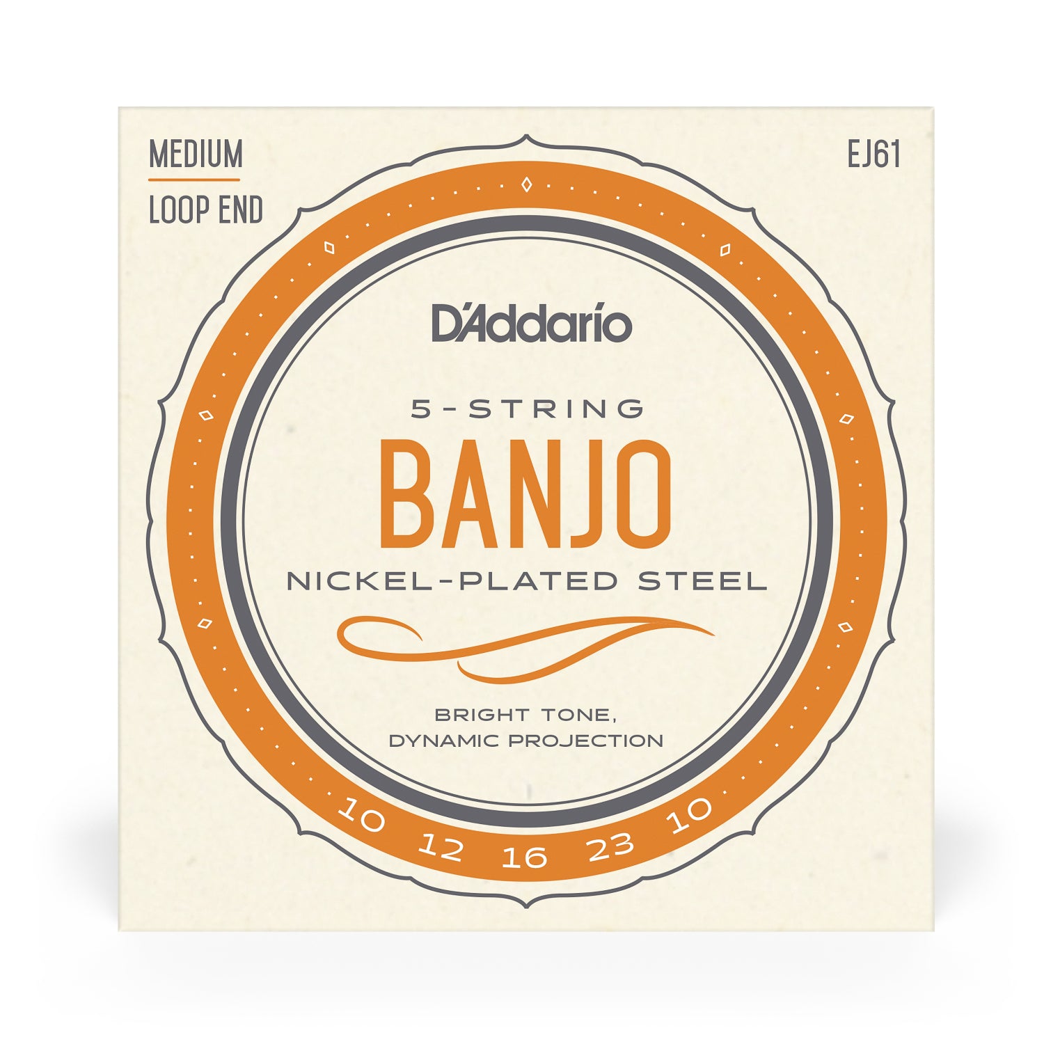 D'Addario EJ61 5-String Nickel Wound Banjo Strings - Medium (10-23)