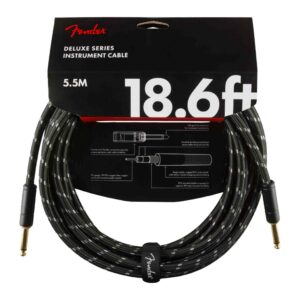 Fender Deluxe Series Tweed Instrument Cable - Straight/Straight - Black Tweed - 18.6FT