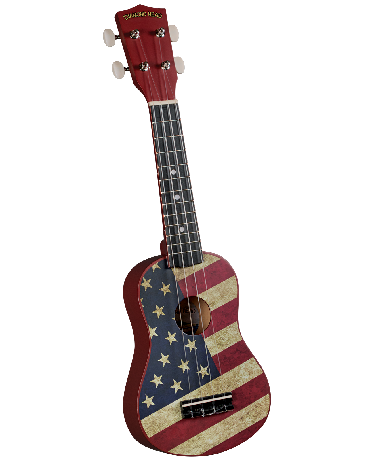 Diamond Head DU131 Vintage Soprano Ukulele - American Flag Design with Gig Bag