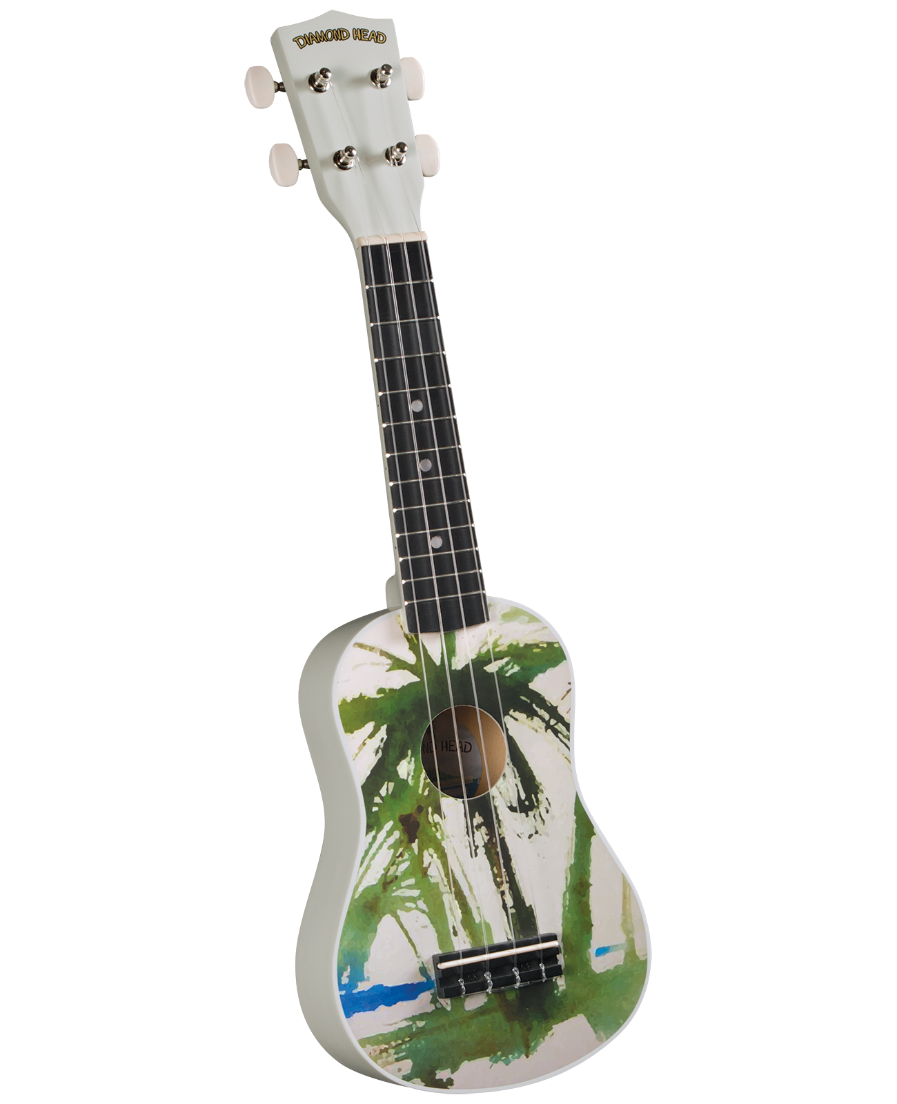Diamond Head DU132 Vintage Soprano Ukulele - Palm Tree Design with Gig Bag