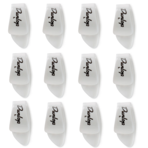 Dunlop Plastic Thumbpicks-White-Large-Left-Handed-12 pack