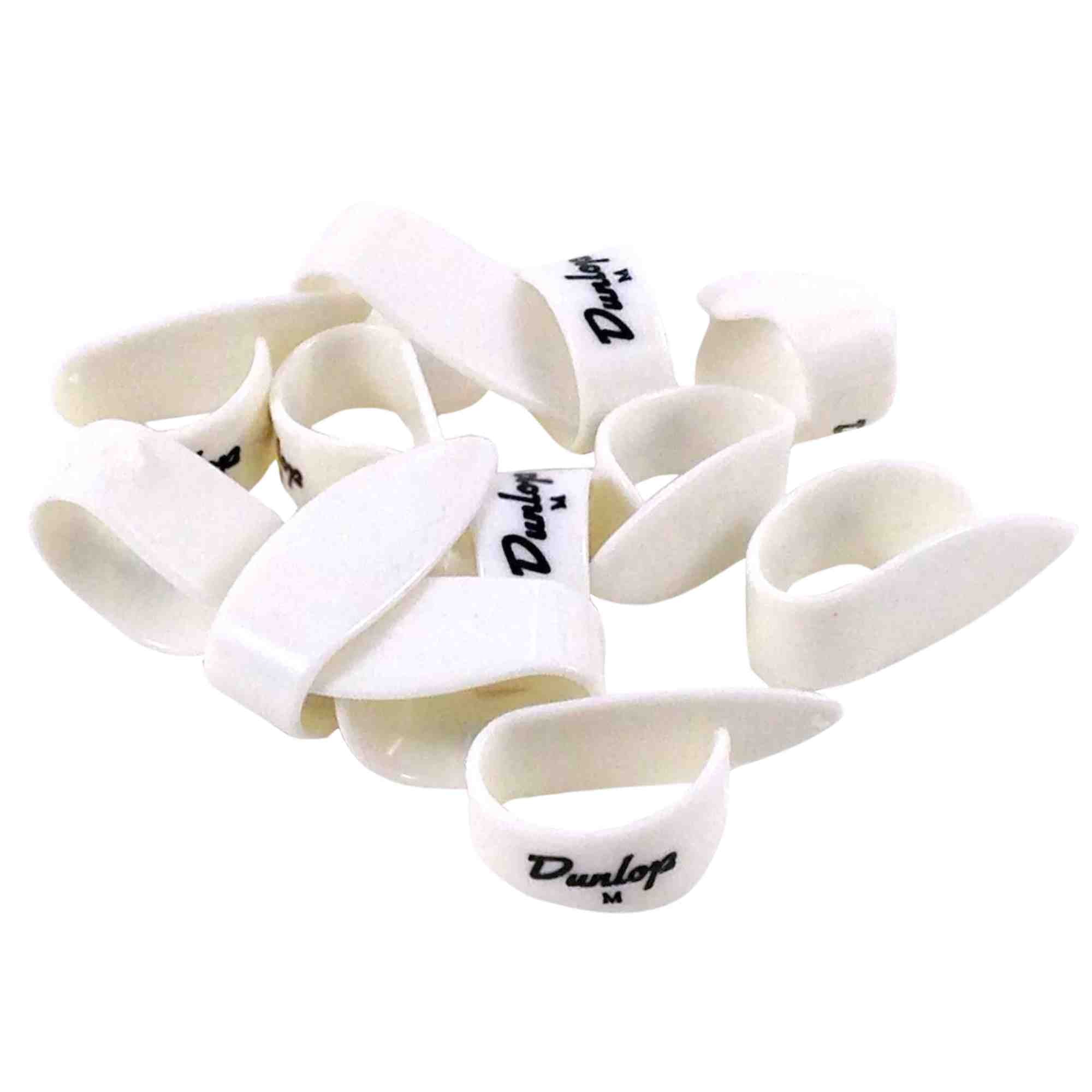 Dunlop Plastic Thumbpicks-White-Medium-Left Handed-12 Pack