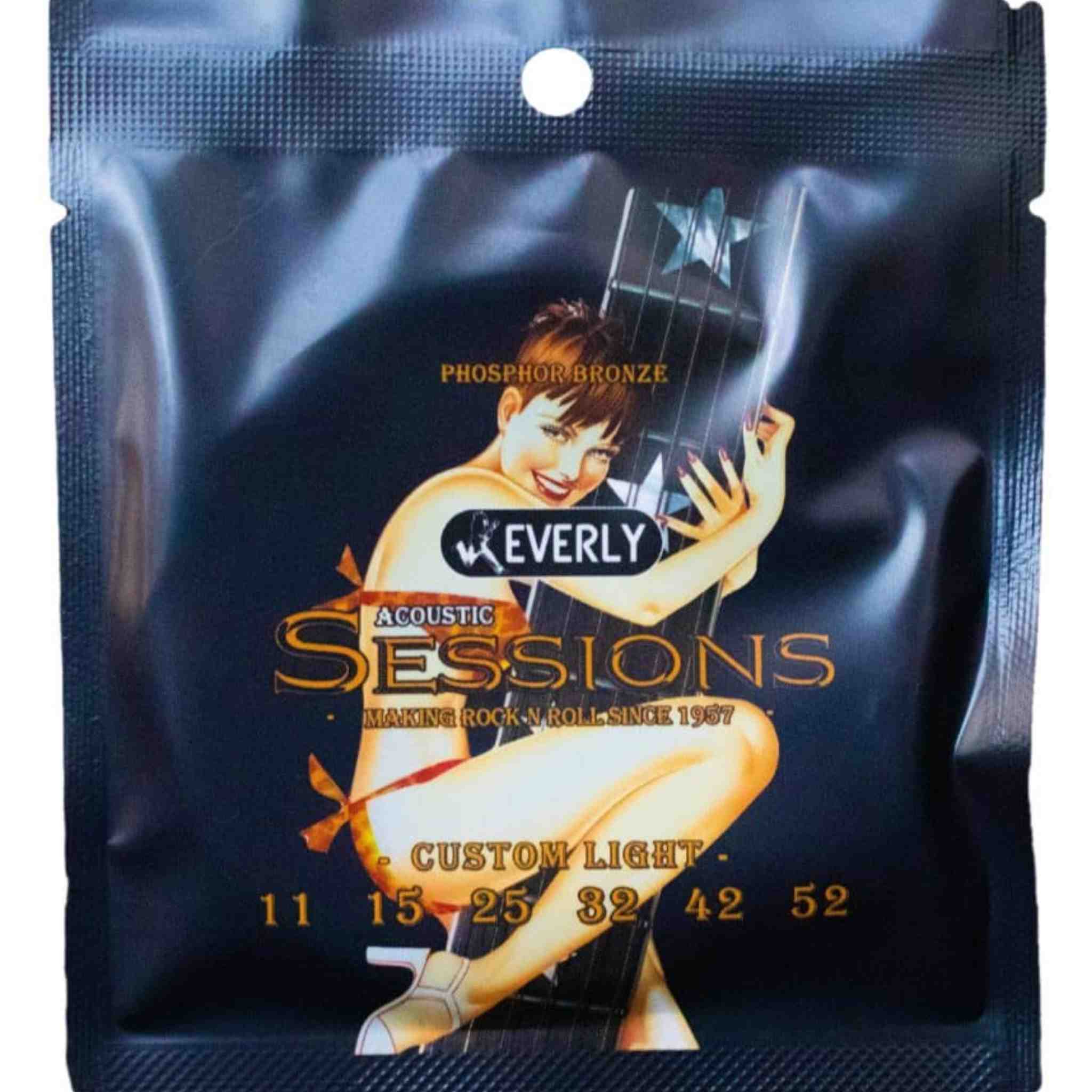 Everly Acoustic Sessions Phosphor Bronze Guitar Strings 11-52 Custom Light