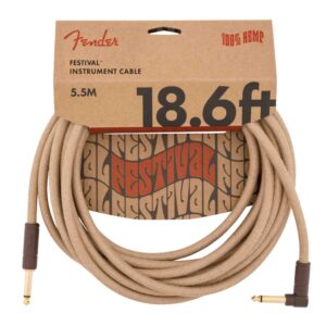 Fender Festival Instrument Cable - Straight/Angle - Pure Hemp Natural - 18.6FT