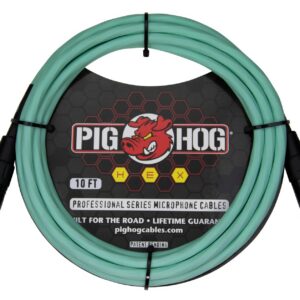 Pig Hog Hex Series Mic Cable-10FT-Seafoam Green