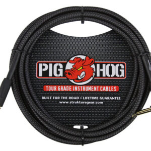 Pig Hog "Black Woven" Instrument Cable - Right Angle - 10FT