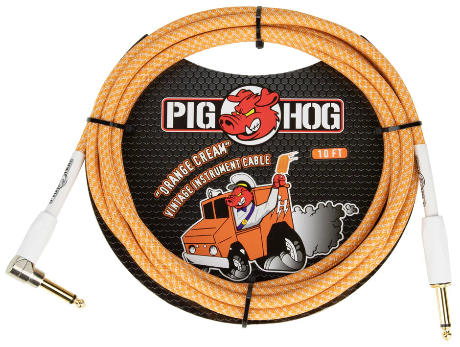 Pig Hog "Orange Crème Instrument Cable - Right Angle - 10FT