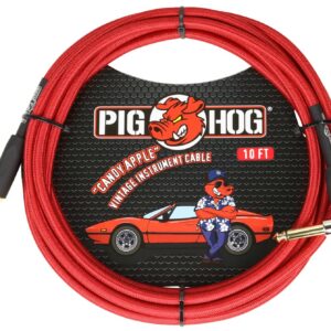 Pig Hog "Candy Apple Red" Instrument Cable - Right Angle - 10FT